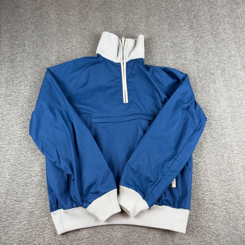 LL Bean Pullover Jacket Men's M Blue Vintage Quarter Zip Windbreaker
